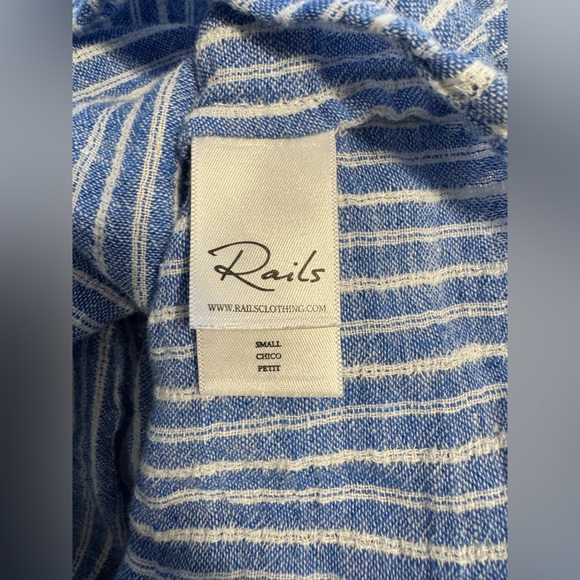 Rails Sloan Azure Blue and White Striped Button-Up Women's Top, Small - Picture 6 of 9